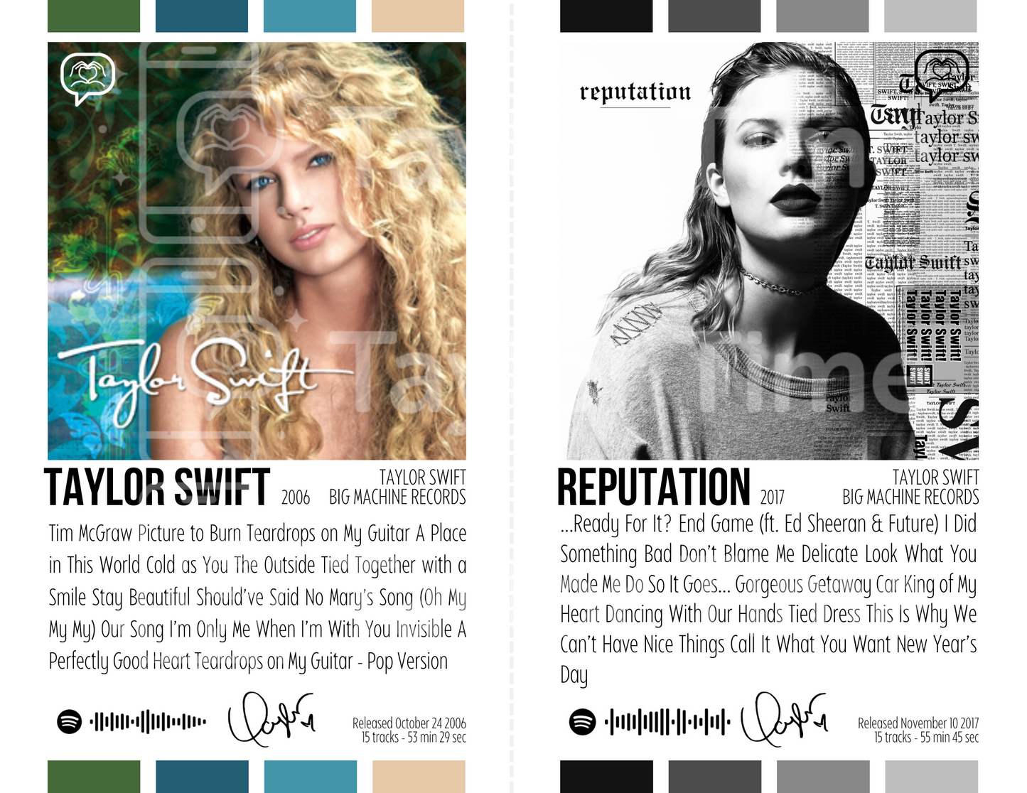 Printable Taylor Swift Posters – Debut & Reputation (Set of 2)