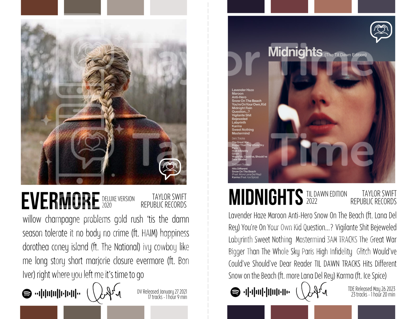 Printable Taylor Swift Posters – evermore (deluxe version) & Midnights (The Til Dawn Edition) (Set of 2)