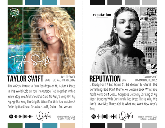 Printable Taylor Swift Posters – Debut & Reputation (Set of 2)