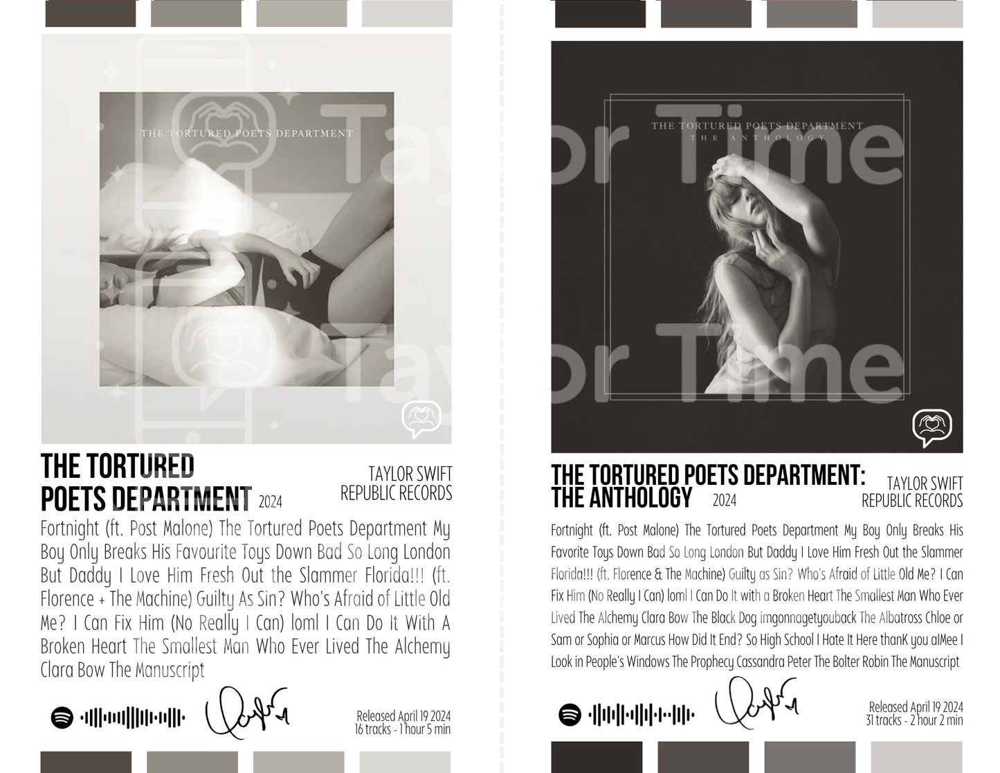 Printable Taylor Swift Posters – The Tortured Poets Department & The Tortured Poets Department: The Anthology  (Set of 2)